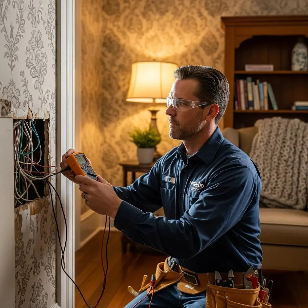 Licensed electrician inspecting home wiring in Fort McMurray
