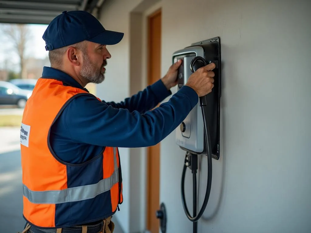 Licensed electrician installing EV charger in Fort McMurray
