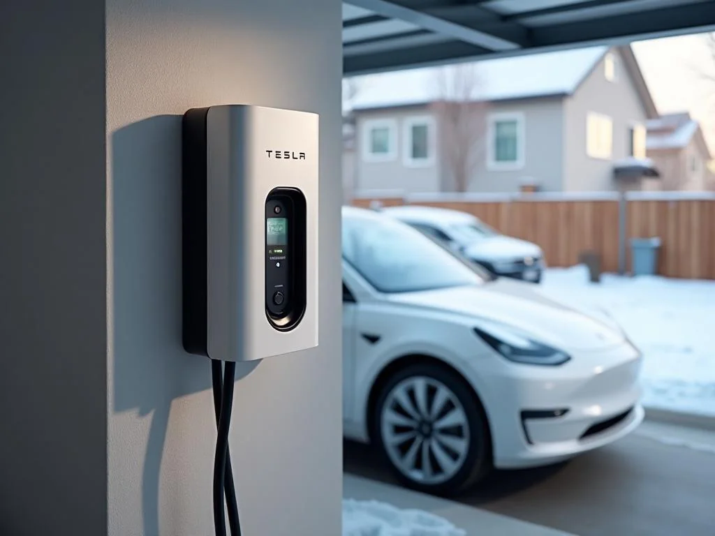 Tesla Wall Connector EV charger installed in Fort McMurray garage